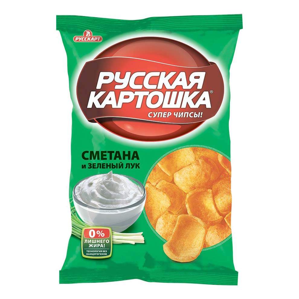 Купить чипсы картофельные Русская картошка Сметана с луком 80 г, цены на  Мегамаркет | Артикул: 100029564842