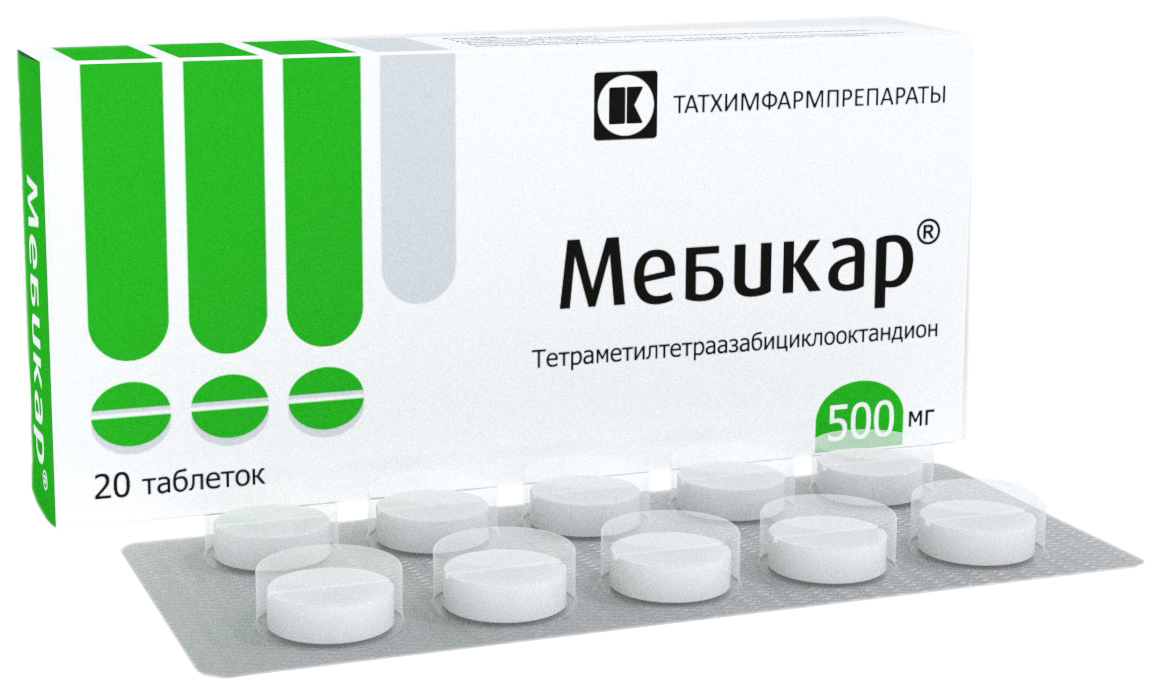 Мебикар таблетки 500 мг 20 шт. - характеристики и описание на Мегамаркет |  100027027347