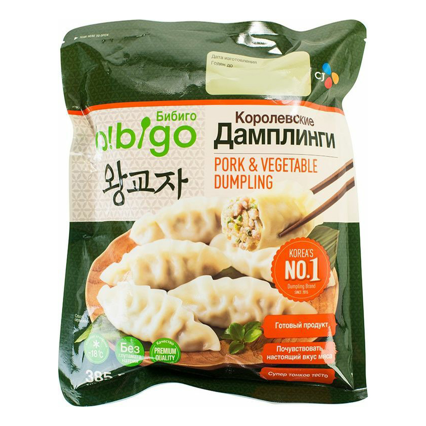 Дамплинги пельмени фото Дамплинги Bibigo Pork and Vegetable Королевские со свининой и шпиком 385 г - куп