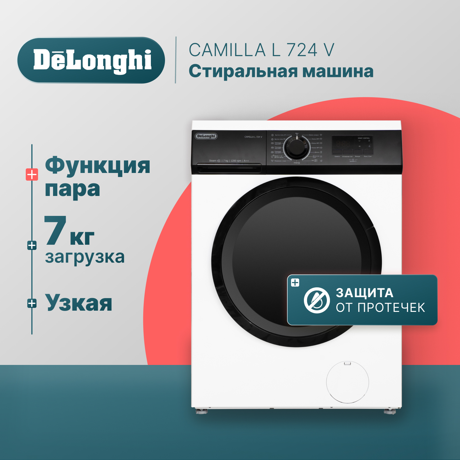 Стиральная машина Delonghi CAMILLA L 724 V белый - отзывы покупателей на  маркетплейсе Мегамаркет | Артикул: 600013270876