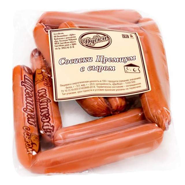 Купить сосиски Дубки премиум, с сыром, в вакууме, 500 г, цены на ...