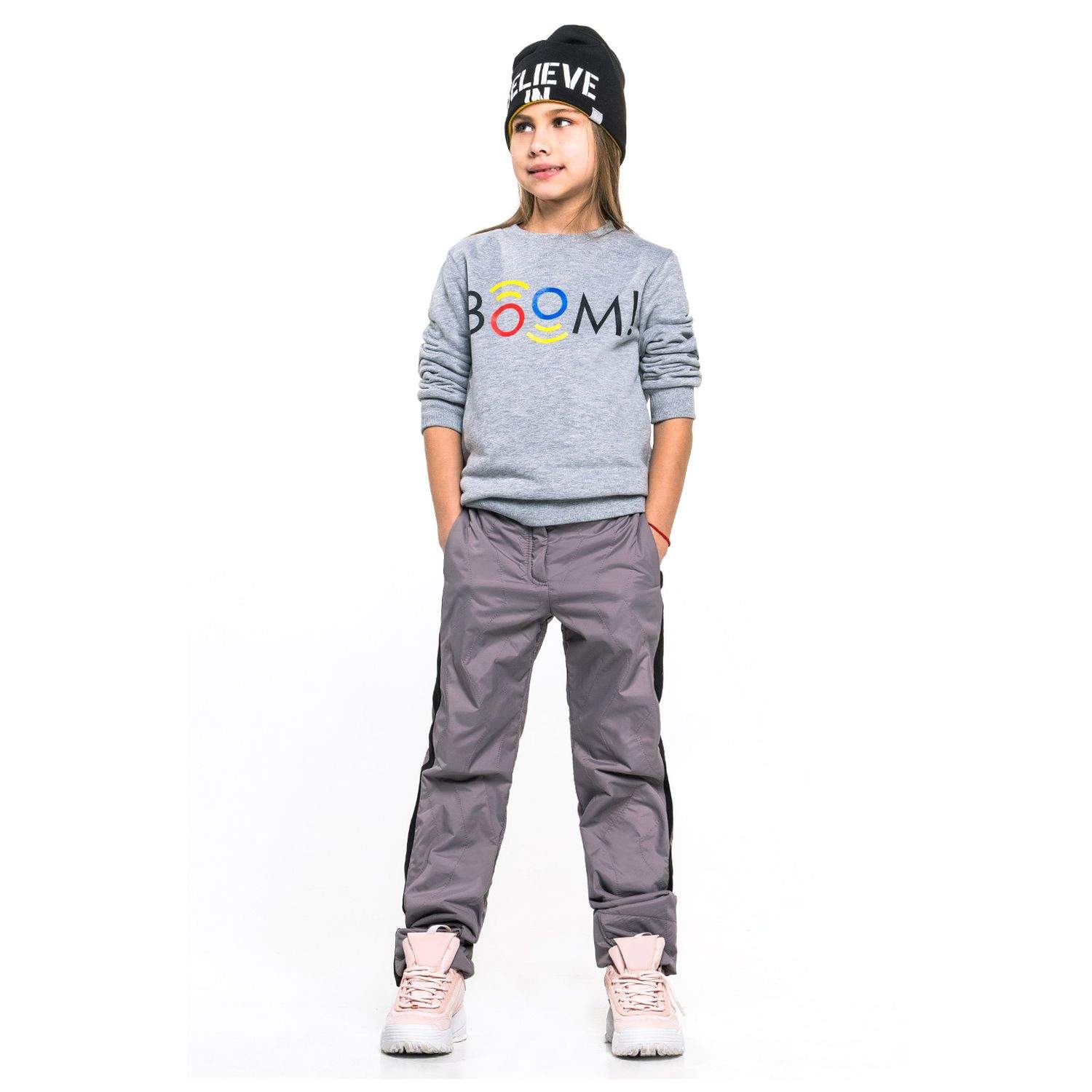 Купить брюки для детей Boom By Orby 90362_BOG вар.2 серый 98, цены в Москвена Мегамаркет