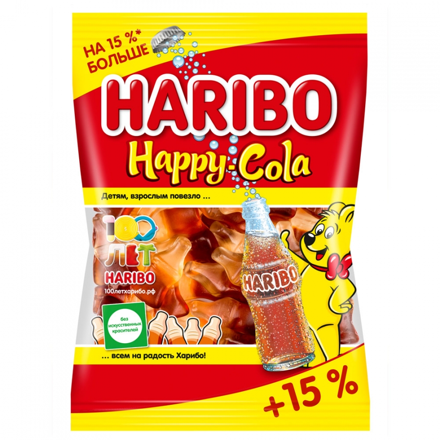 Купить мармелад Haribo жевательный Хэппи Кола 80г, цены на Мегамаркет |  Артикул: 100028049666