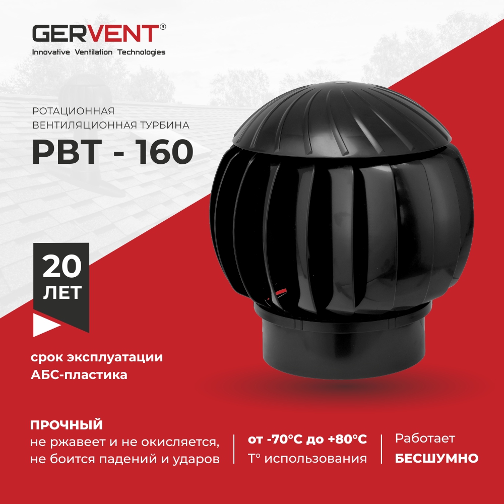 Ротационная вентиляционная турбина (РВТ-160) “Нанодефлектор Гервент” 160 мм графит