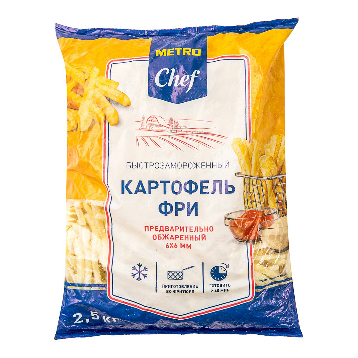 Купить картофель фри Metro Chef обжаренный замороженный 6 х 6 мм 2,5 кг,  цены на Мегамаркет | Артикул: 100028419831