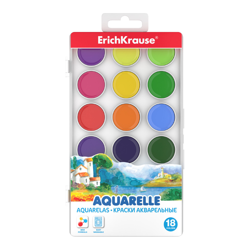 Краски акварельные ErichKrause18 цв - отзывы покупателей на маркетплейсеМегамаркет