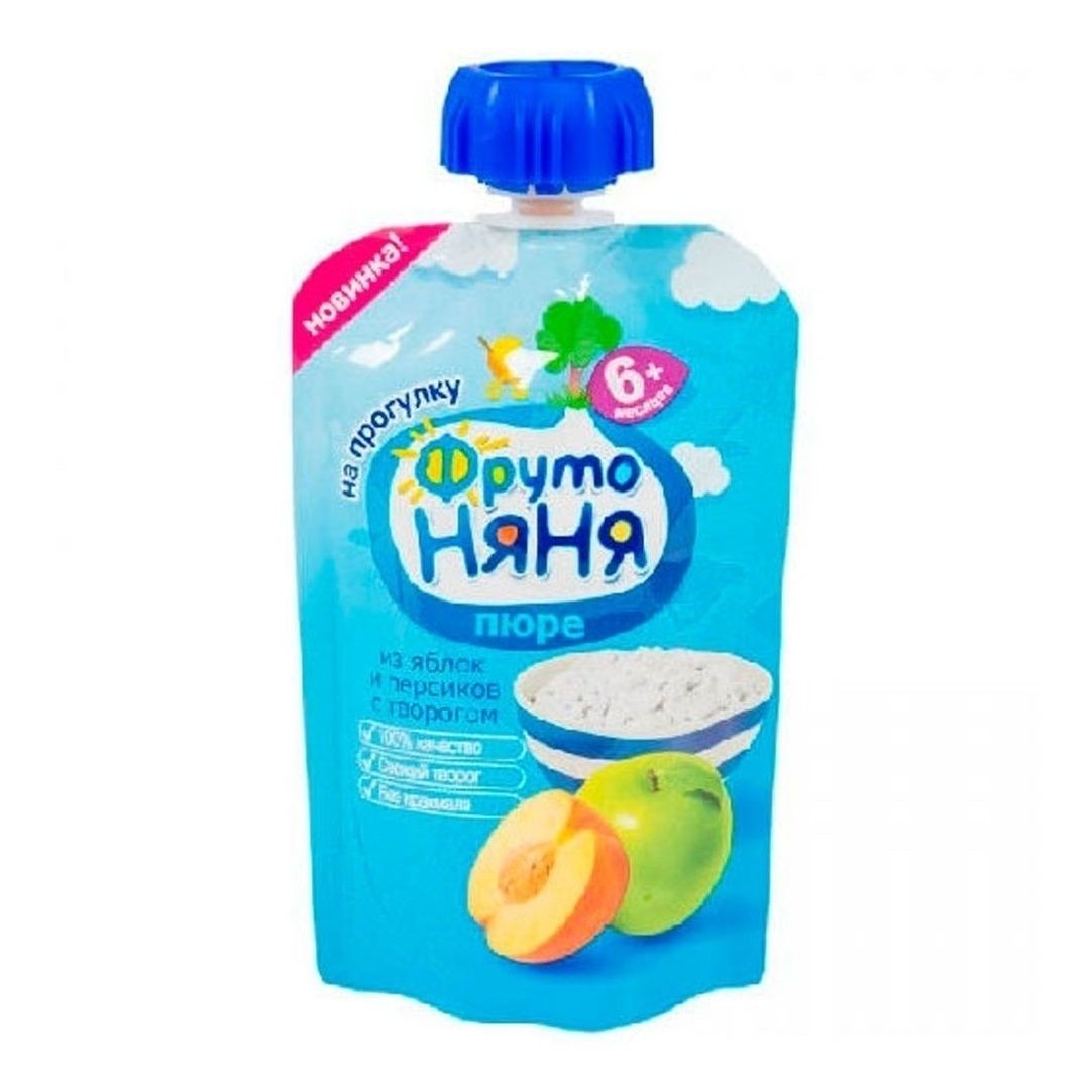 Фрутоняня пюре 90г яблоко. Пюре няня ФРУТОНЯНЯ. ФРУТОНЯНЯ пюре 6+. ФРУТОНЯНЯ пюре яблоко персик. Фруто няня пюрешки