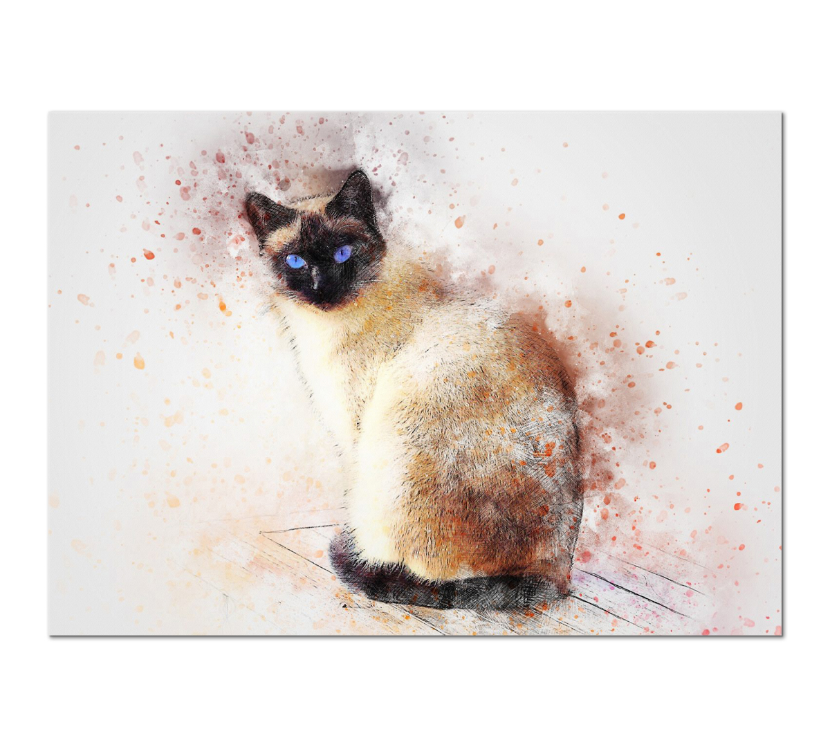 Картина интерьерная на холсте Poly Print Art Сиамская кошка 60х40 см. - купить в Москве, цены на Мегамаркет