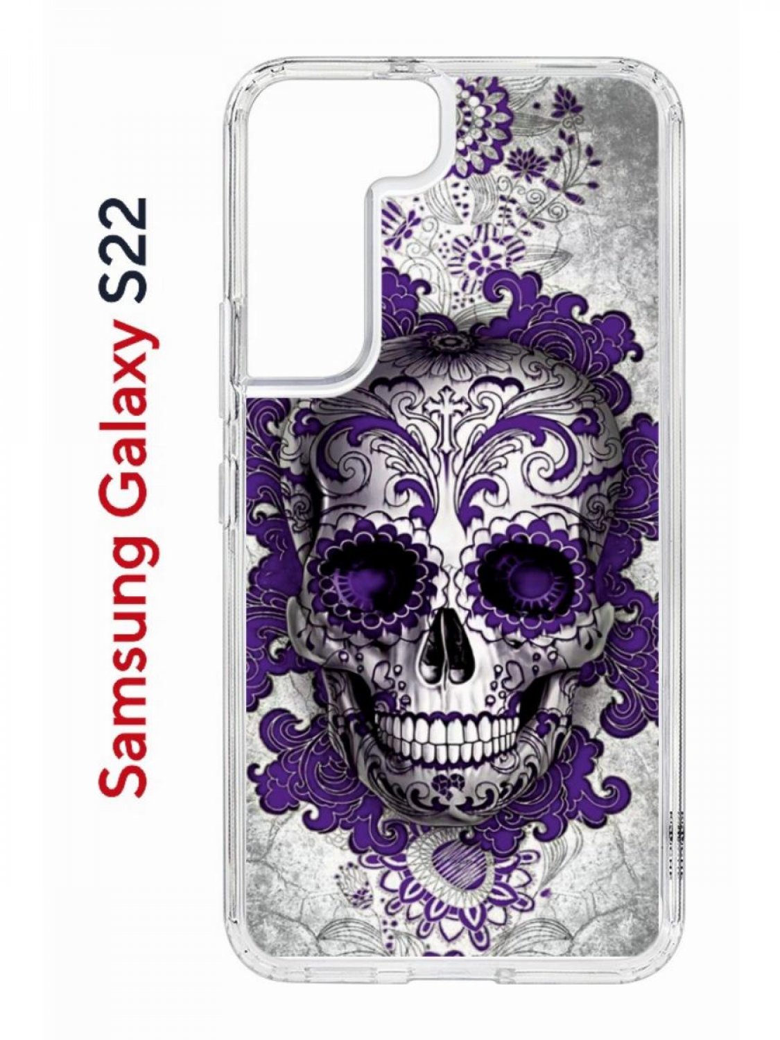 Чехол на Samsung S22 Kruche Print Sugar Skull,противоударный бампер,с  защитой камеры, купить в Москве, цены в интернет-магазинах на Мегамаркет