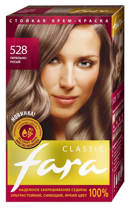 Купить краска для волос Fara "Classic", тон 528, пепельно-русый, цены в Москве на Мегамаркет