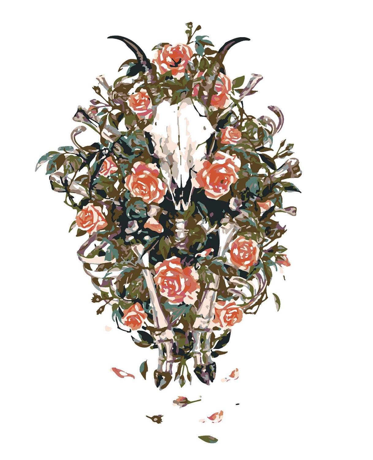 Купить картина по номерам Красиво Красим Череп животного в розах, 40 х 60  см, цены на Мегамаркет | Артикул: 600004298874