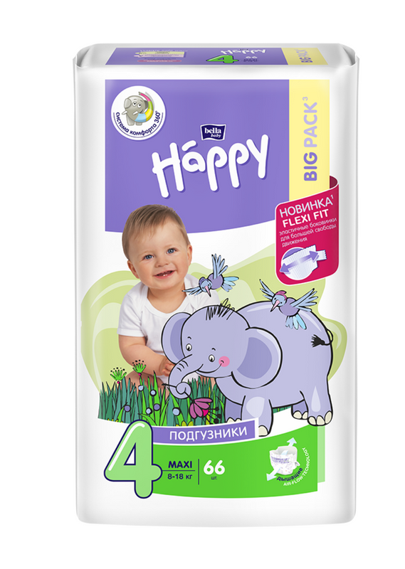 Отзывы о подгузники для детей Bella Baby Happy Maxi по 66 шт. вес 8-18 кг -  отзывы покупателей на Мегамаркет | подгузники для малышей BB-054-LU66-011 -  100027735724
