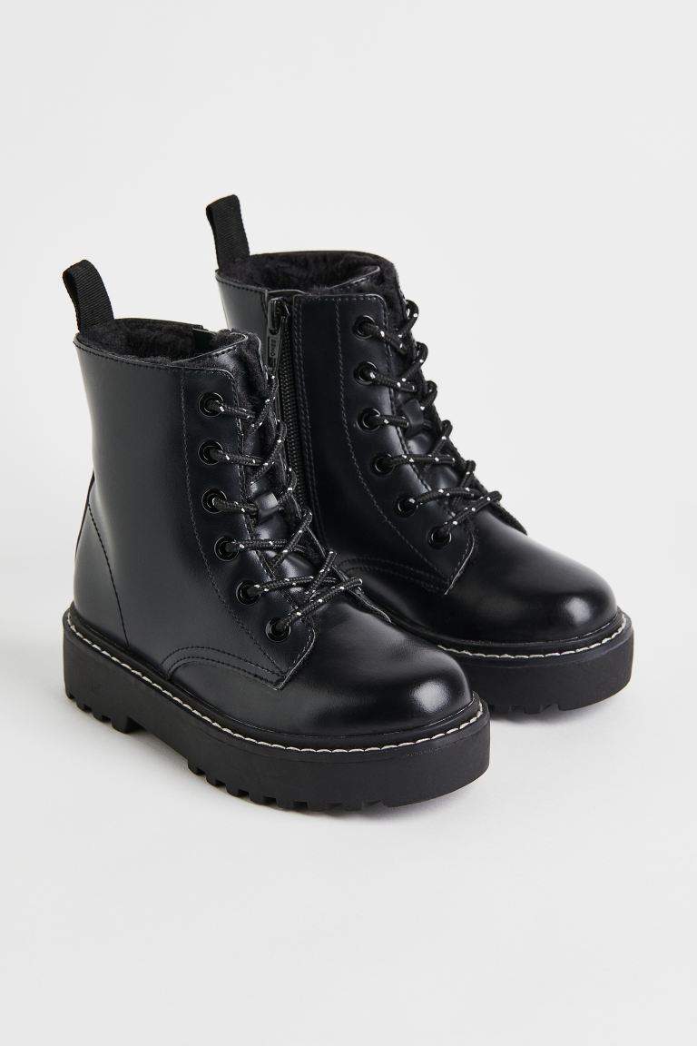 Купить ботинки детские H\u0026M с теплой подкладкой, черный, размер 25 (доставкаиз-за рубежа), цены на Мегамаркет