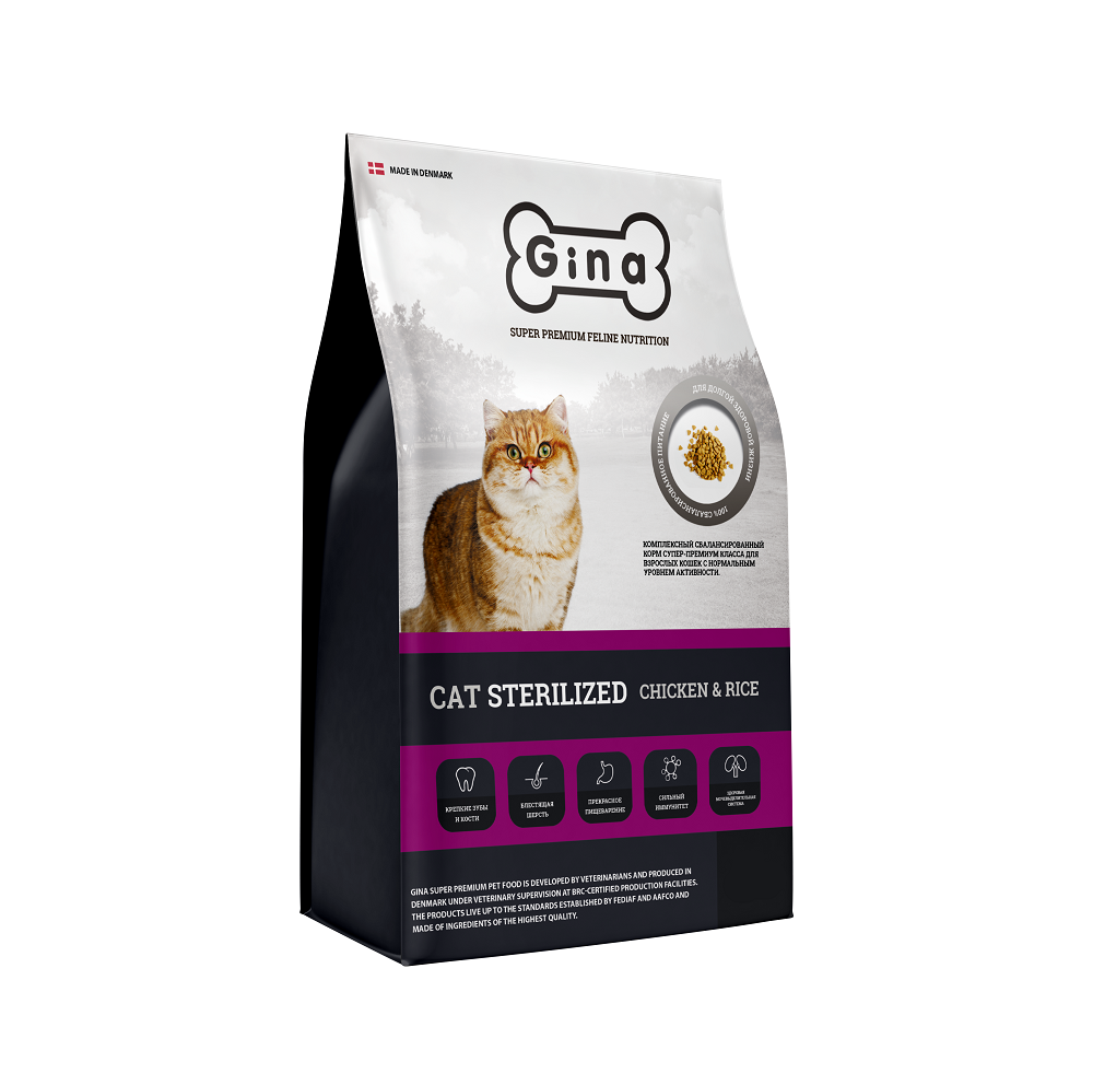 Сухой корм для кошек Gina CAT STERILIZED CHIKEN&RICE, курица, рис, 3 кг -  отзывы покупателей на маркетплейсе Мегамаркет | Артикул товара:600003936285