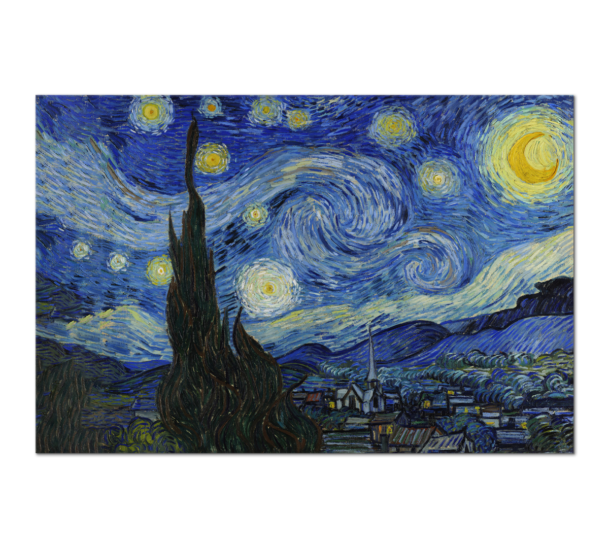 Картина интерьерная на холсте Poly Print Art Звездная ночь Ван Гог 60х40 см  - купить в Москве, цены на Мегамаркет