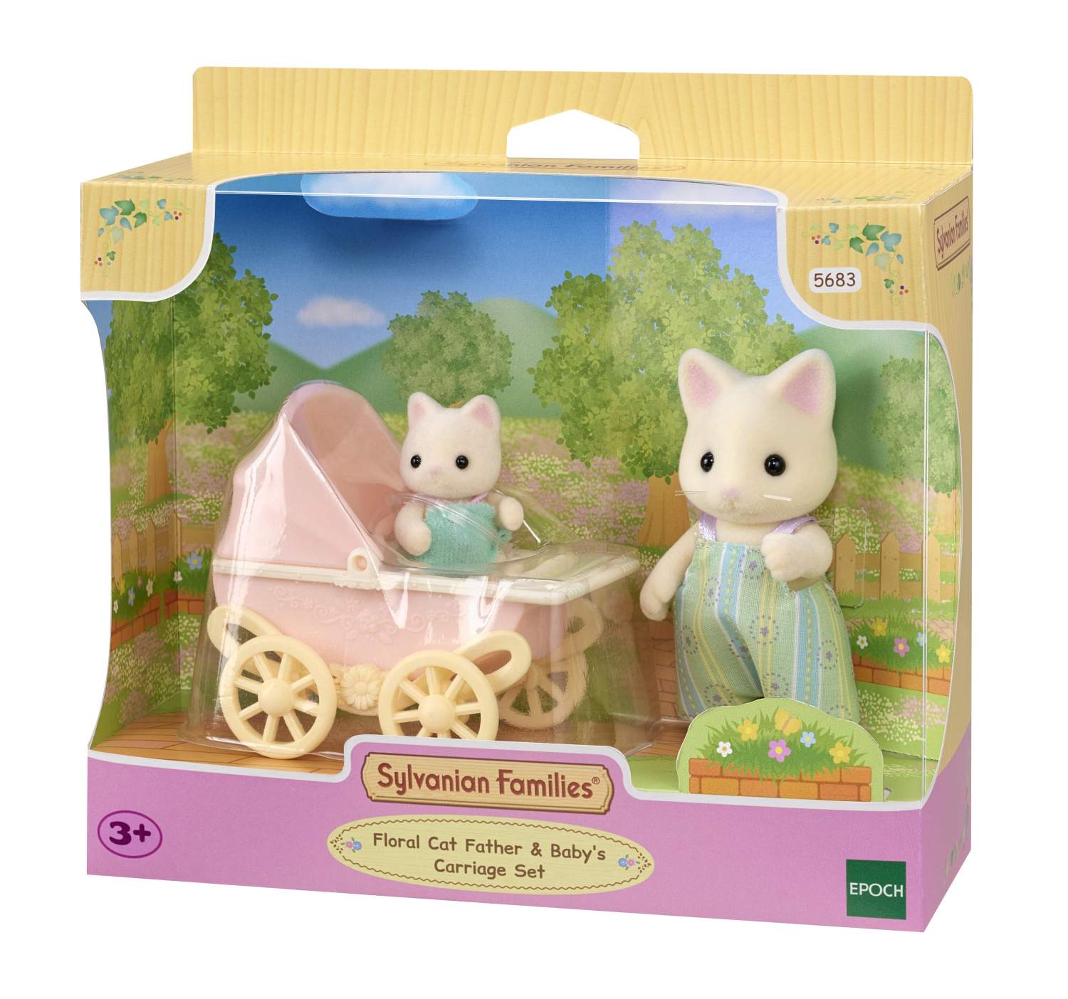 Купить игровой набор Цветочные котики Sylvanian Families, папа и малыш, с  коляской, 5683, цены на Мегамаркет