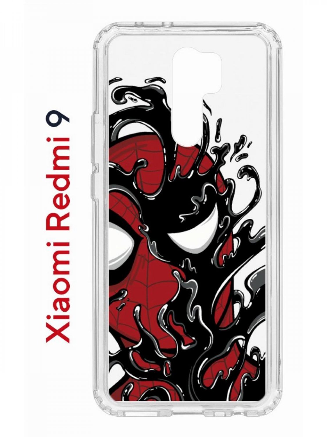 Чехол на Redmi 9 Kruche Print Spider-Man-Venom,противоударный бампер,с  защитой камеры, купить в Москве, цены в интернет-магазинах на Мегамаркет