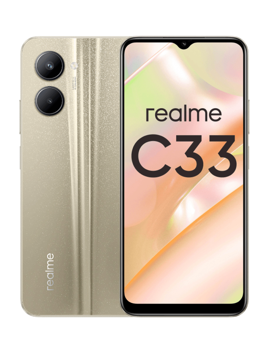 Смартфон Realme C33 2023 4/128Gb Sandy Gold – купить в Москве, цены в  интернет-магазинах на Мегамаркет