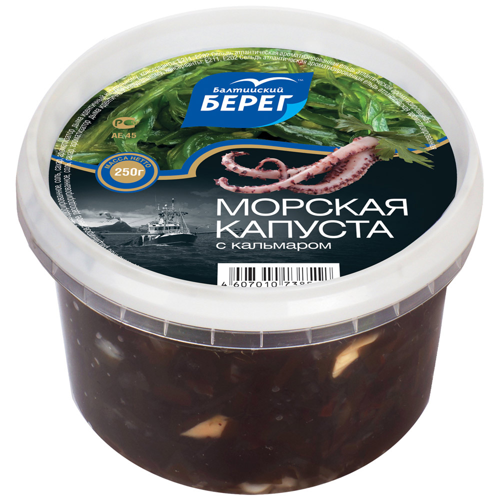 Салат из морской капусты с кальмарами балтийский берег