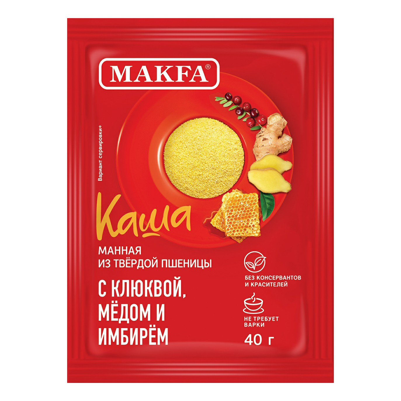 Каша Makfa манная клюква-мед-имбирь не требующая варки 40 г - отзывы  покупателей на маркетплейсе Мегамаркет | Артикул: 100043883222