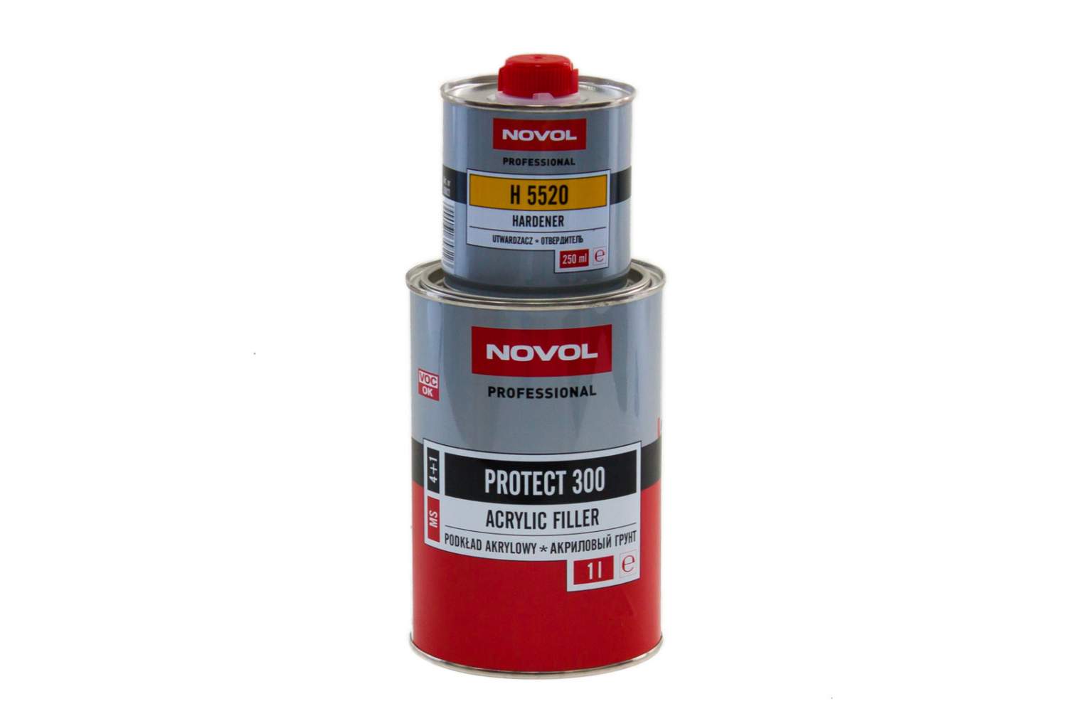 Грунтовка для автомобиля Novol Protect 300 MS 4+1 Acrylic Filler белый 1 л.  - купить в Москве, цены на Мегамаркет