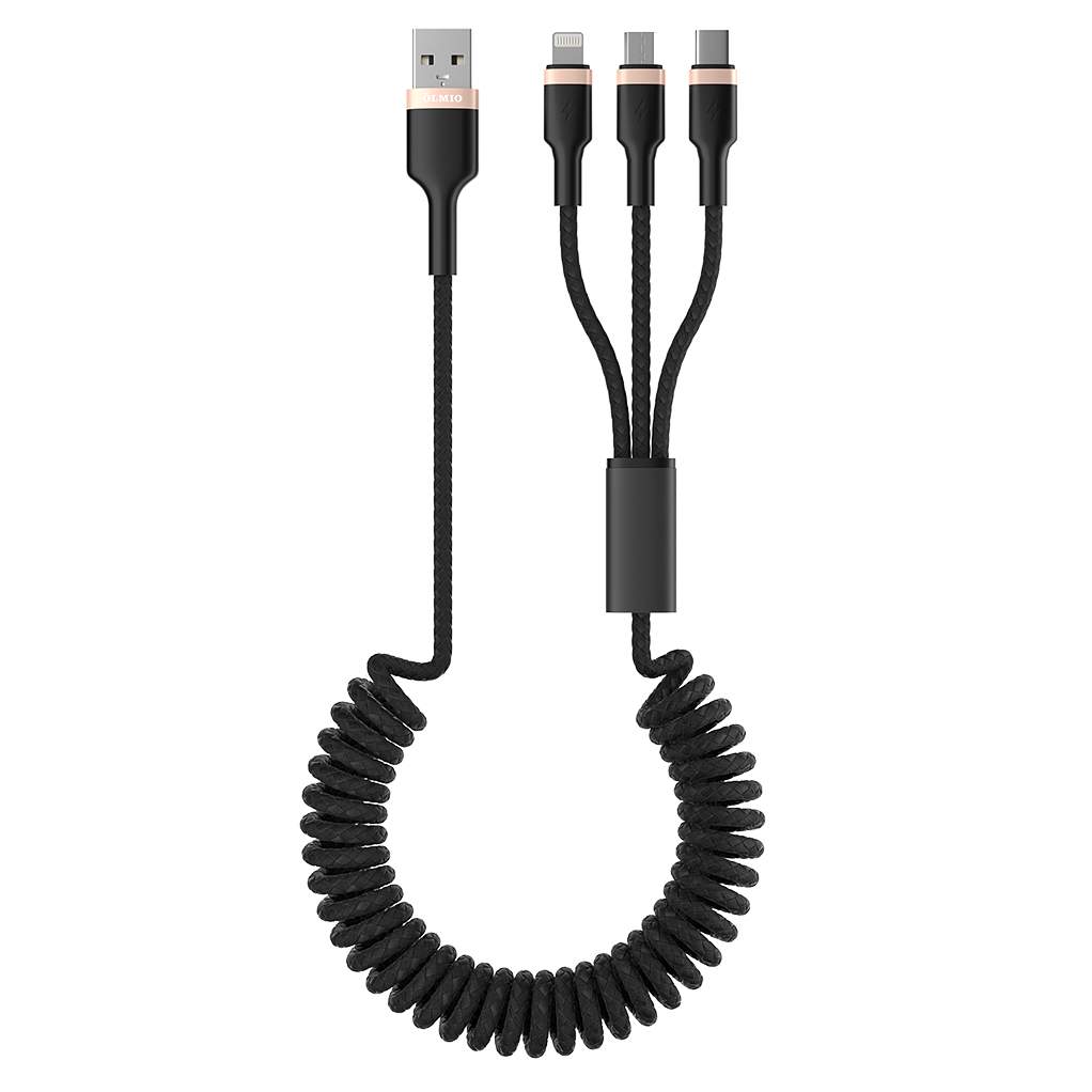 Кабель зарядки USB 2.0 - 3-в-1, microUSB/lightning/typeC, 1.5м, 3A SPRING,  OLMIO, купить в Москве, цены в интернет-магазинах на Мегамаркет