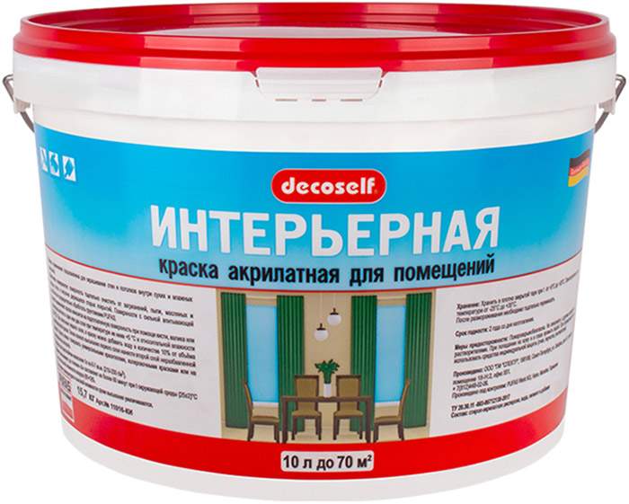 ПУФАС краска влагостойкая белая Decoself Мороз.(15л=23,6кг) кв. ПУФАС краска Decoself. Краска Decoself интерьерная. Краска белая интерьерная.