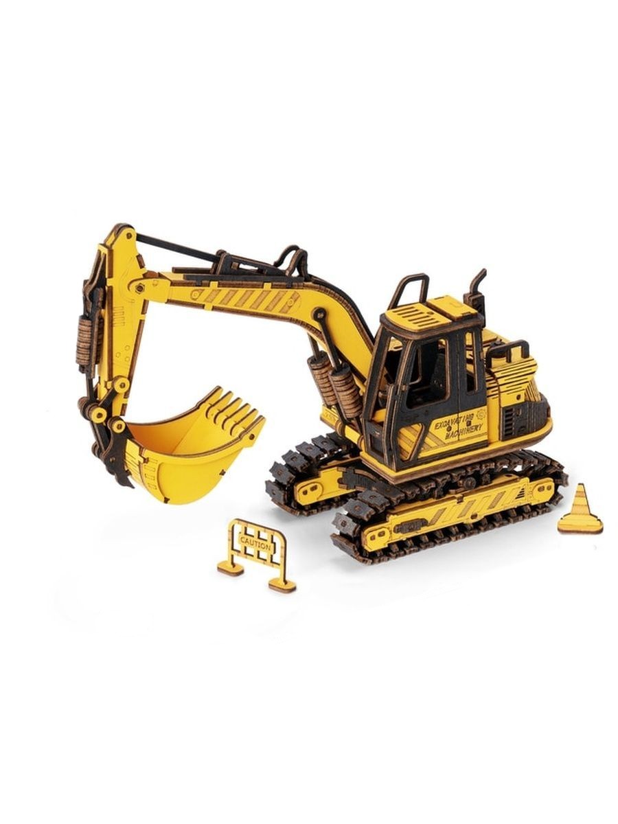 Купить 3D деревянный конструктор Robotime Excavator, экскаватор, 395 дет.,  цены на конструкторы в интернет-магазинах на Мегамаркет