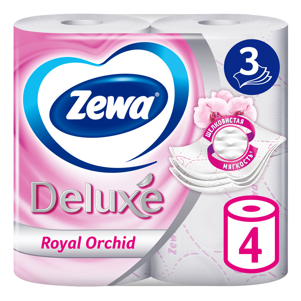 Туалетная бумага Zewa Deluxe орхидея 3 слоя 4 рулона - отзывы покупателей  на Мегамаркет | туалетная бумага 1041900