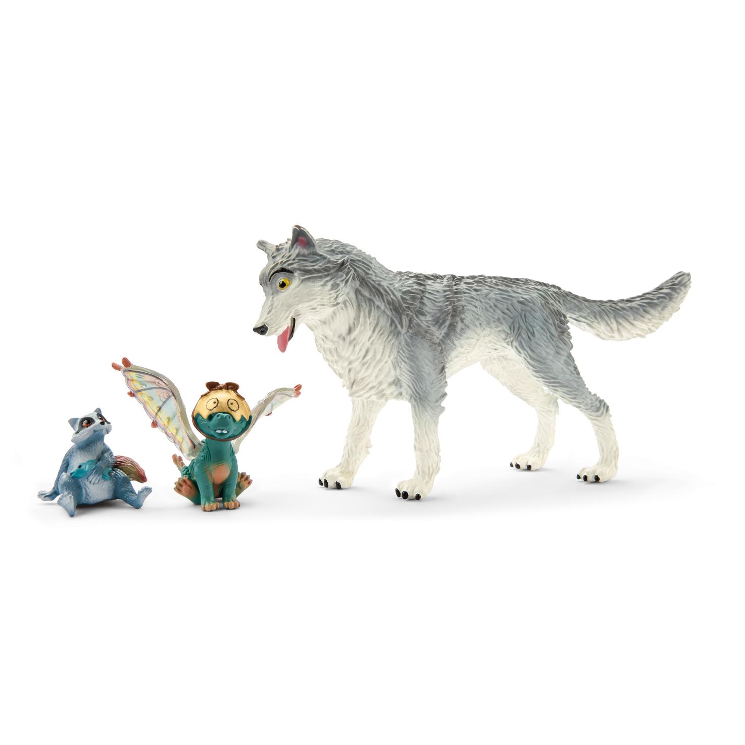 Купить набор Schleich Волк Лайкос, дракон Нугур и енот Пиу, цены на  Мегамаркет