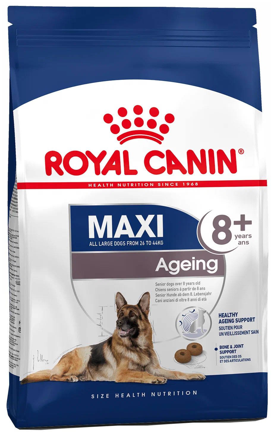 Купить сухой корм для собак ROYAL CANIN MAXI AGEING 8+ для пожилых, для  крупных пород, 4шт по 3кг, цены в Москве на Мегамаркет | Артикул:  100042577890