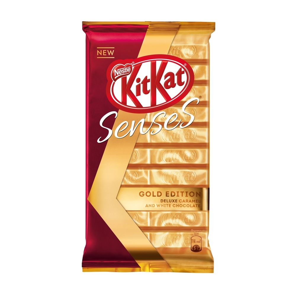 Купить карамельный белый и молочный шоколад KitKat Senses Gold Edition  Deluxe Caramel 112 г, цены на Мегамаркет | Артикул: 600000475704