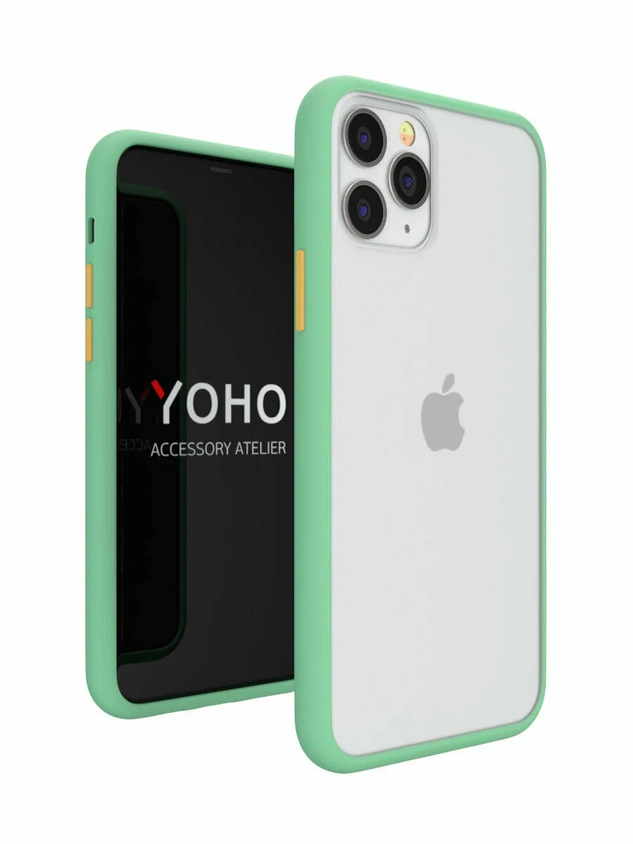 Чехол накладка бампер Yoho для iPhone 11 Pro Max, салатовый-оранжевый,  противоударный, купить в Москве, цены в интернет-магазинах на Мегамаркет