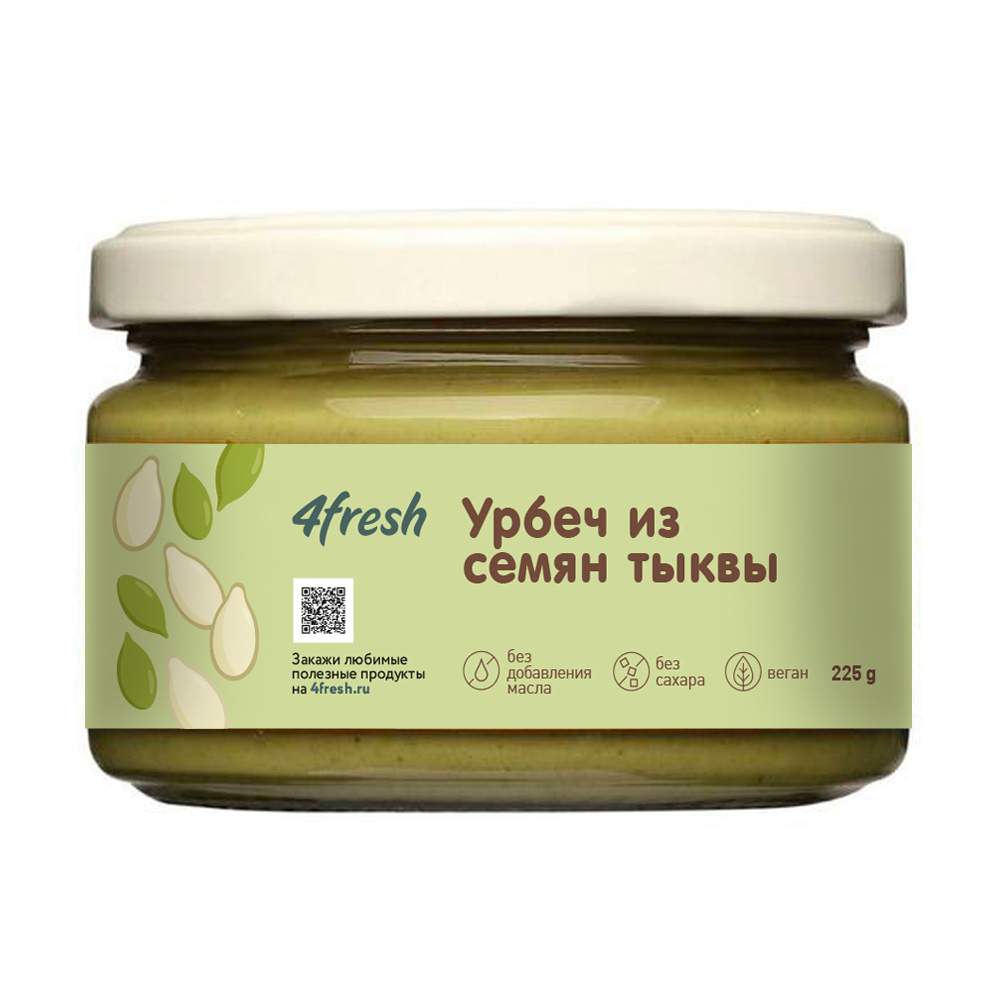 Урбеч 4fresh FOOD из тыквенных семечек 225г – купить в Москве, цены в  интернет-магазинах на Мегамаркет