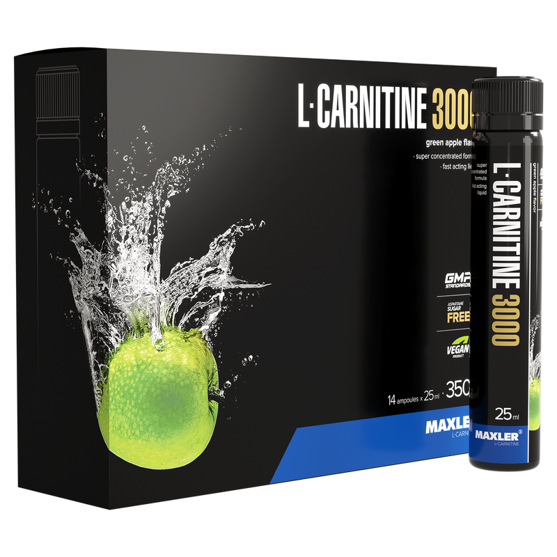 L-Carnitine 3000 Maxler 14x25 мл Зеленое яблоко - купить в Москве, цены на  Мегамаркет