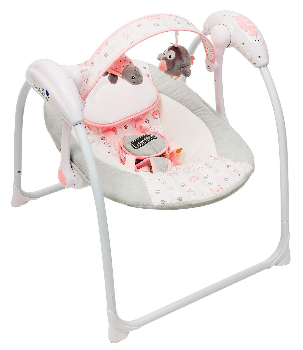 Pink and gray baby on sale swing