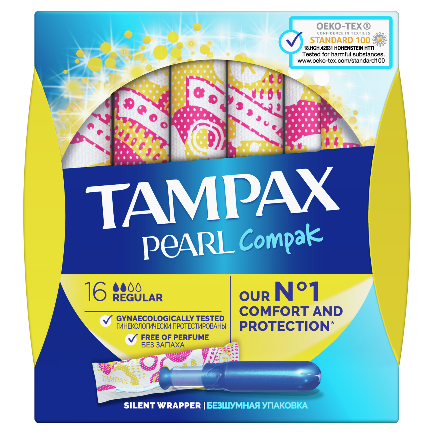 Женские гигиенические тампоны TAMPAX Compak Pearl с аппликатором Regular Du...