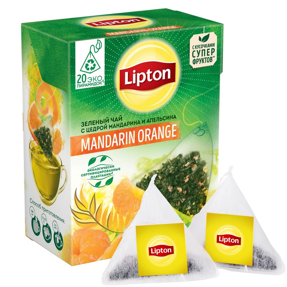 Купить чай зеленый Lipton mandarin orange 20 пакетиков, цены на Мегамаркет  | Артикул: 100023256658