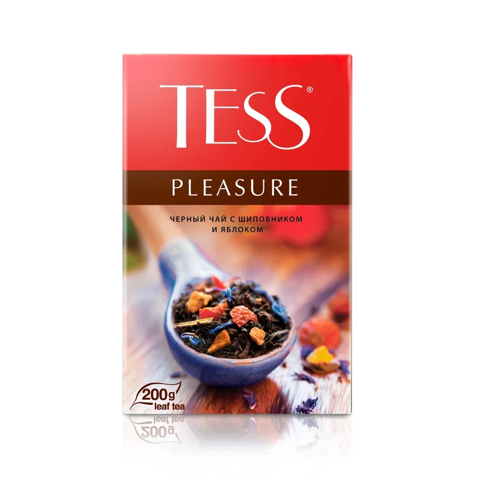 Чай чёрный Tess Pleasure, листовой, с шиповником и яблоком, 200 г - отзывы  покупателей на маркетплейсе Мегамаркет | Артикул: 100023256886