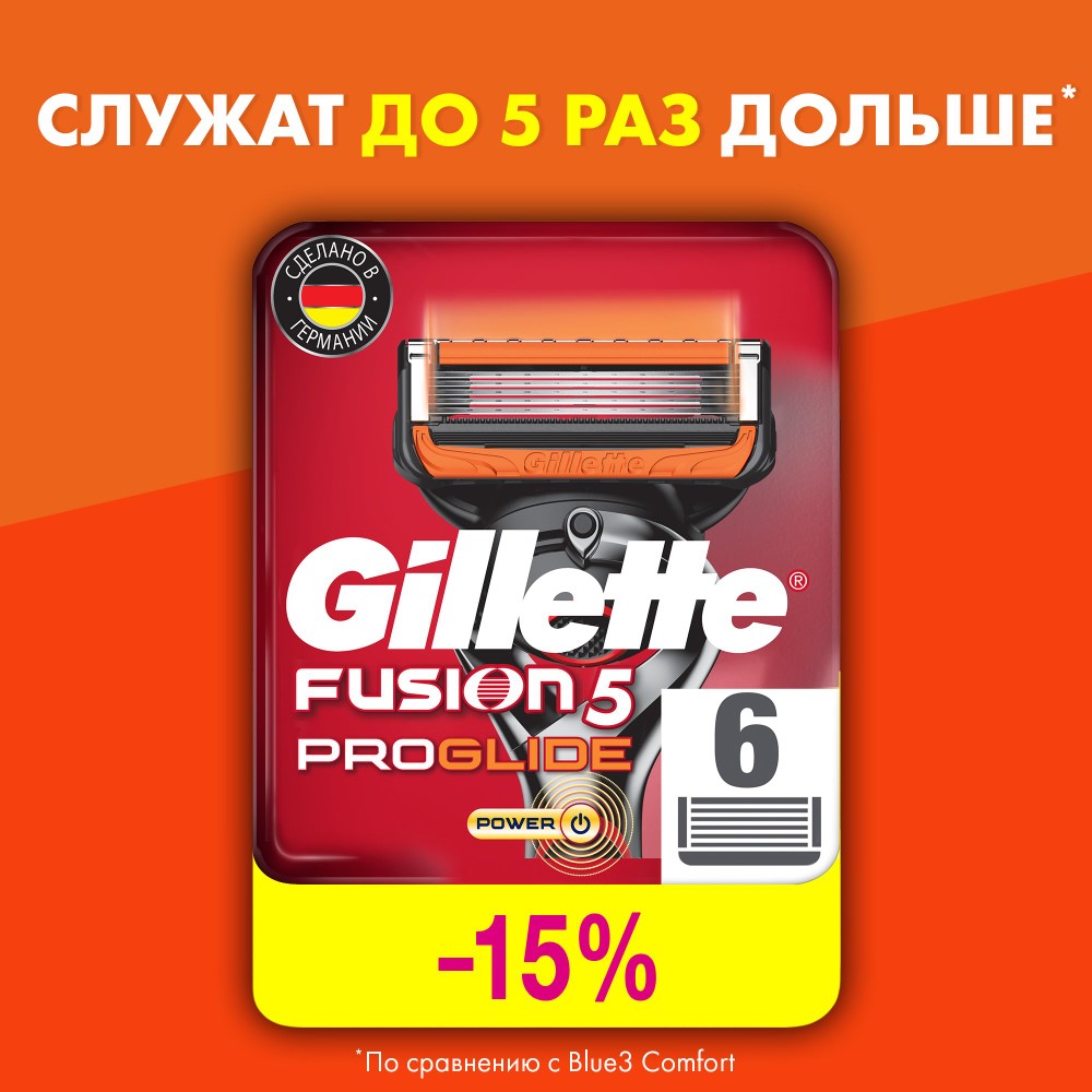 Сменные кассеты Gillette Fusion 5 ProGlide Power, 6 шт. - отзывы  покупателей на Мегамаркет | сменные кассеты для бритья 81698812