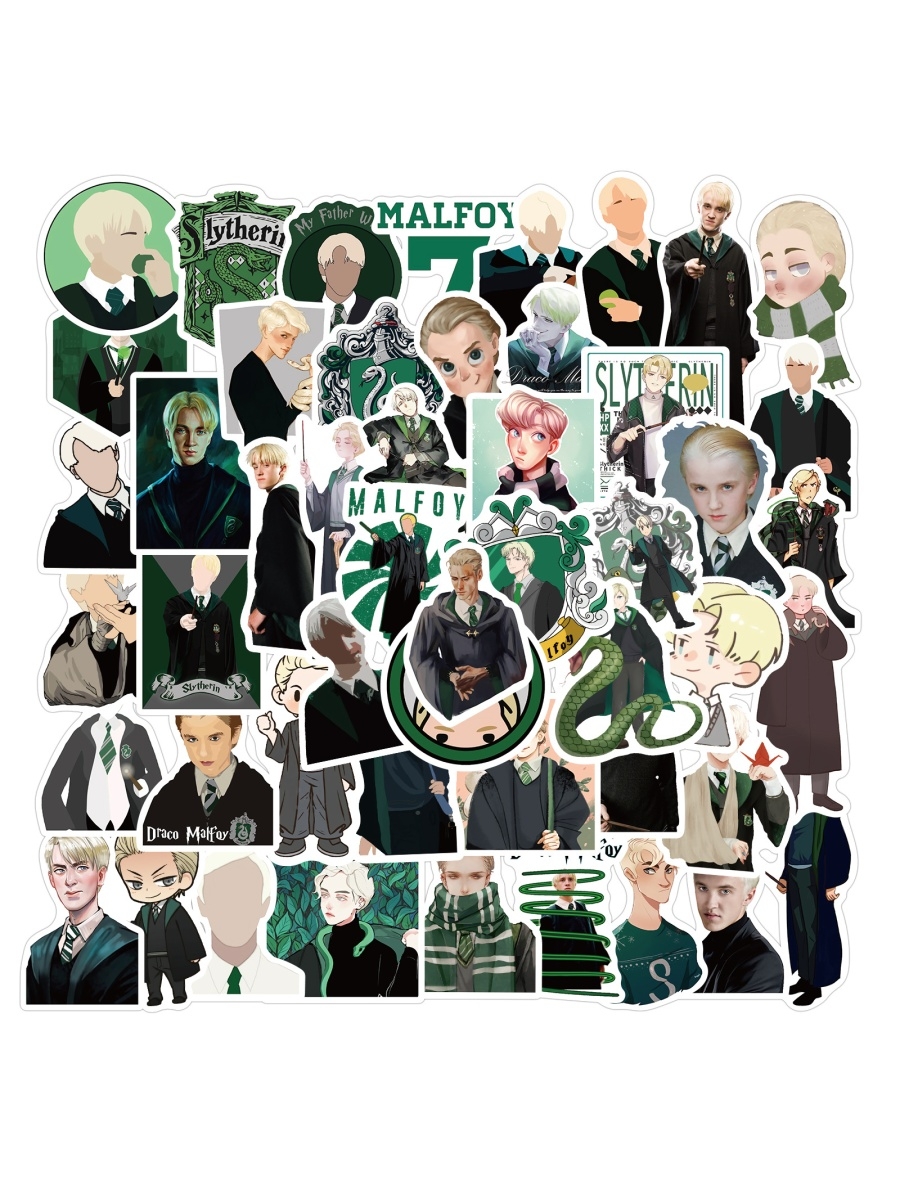 Наклейки Гарри Поттер, Драко Малфой, Draco Malfoy водостойкие 50шт (3-6см)  – купить в Москве, цены в интернет-магазинах на Мегамаркет