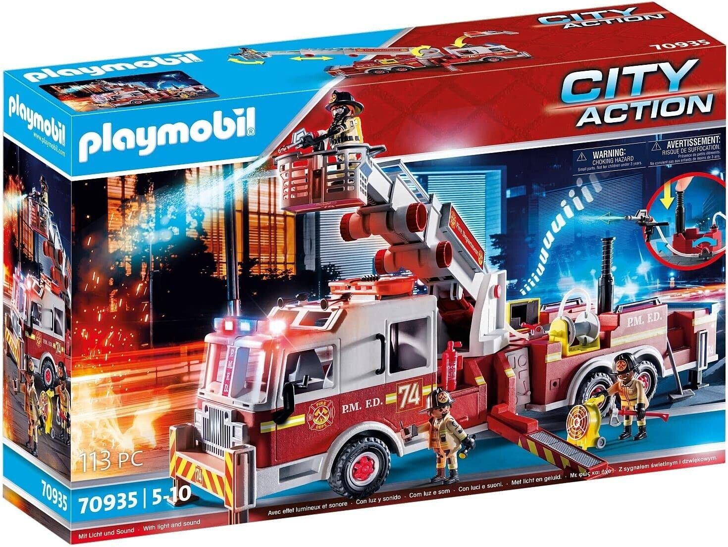 Конструктор Playmobil Пожарная машина (Rescue Vehicles:Fire Engine with  Tower), арт.70935 – купить в Москве, цены в интернет-магазинах на Мегамаркет