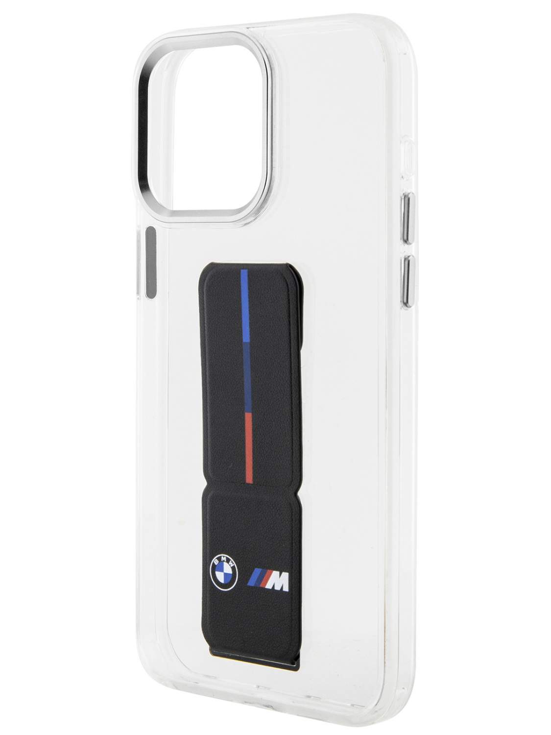 Чехол BMW для iPhone 15 Pro с функцией подставки и принтом Tricolor,  прозрачный, купить в Москве, цены в интернет-магазинах на Мегамаркет