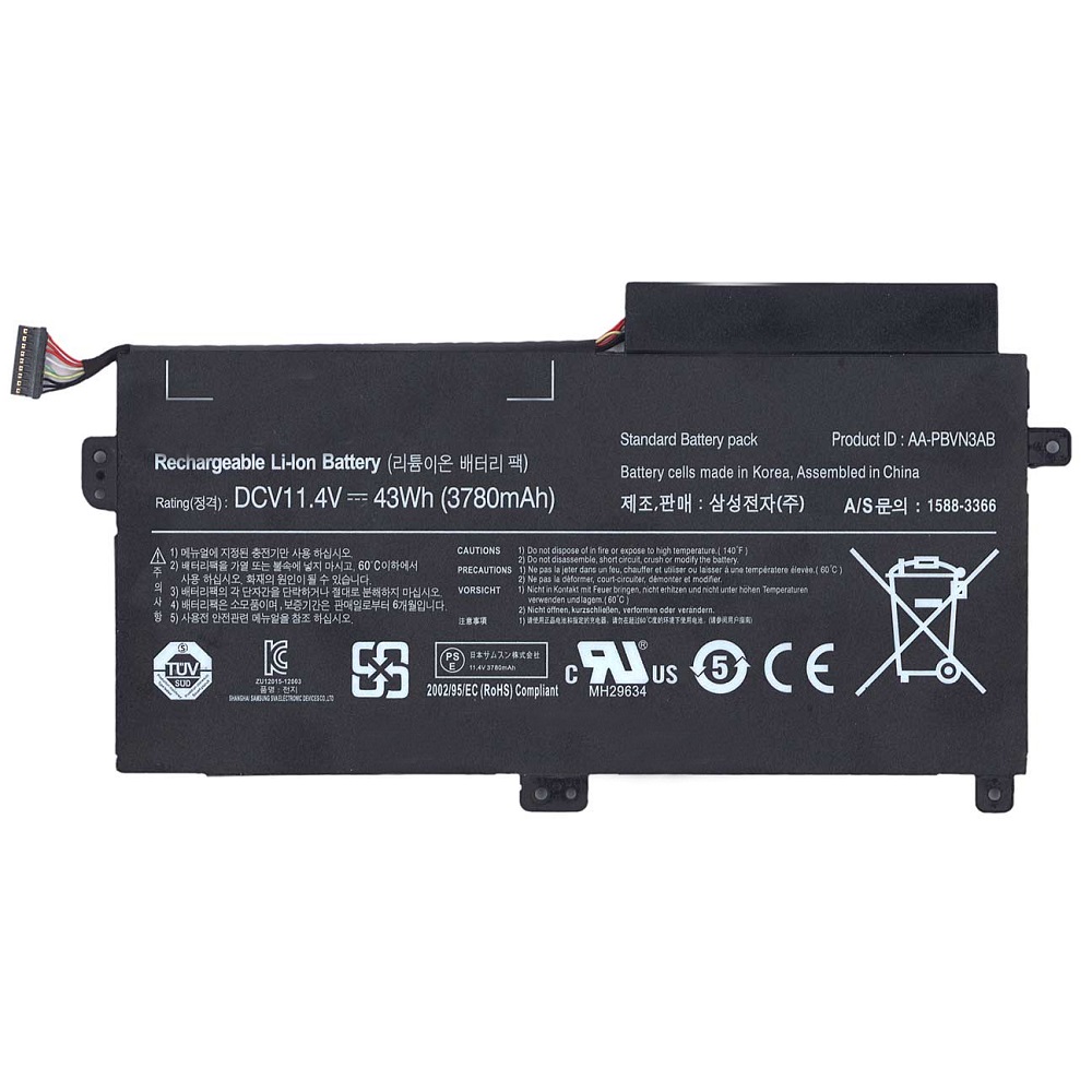 Аккумулятор для ноутбука Samsung 370R5E, 470R5E (AA-PBVN3AB) 11.4V 43Wh  черная, купить в Москве, цены в интернет-магазинах на Мегамаркет