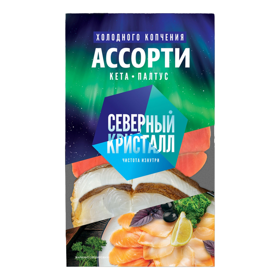 Ассорти палтус и кета холодного копчения Северный Кристалл 150 г – купить в  Москве, цены в интернет-магазинах на Мегамаркет