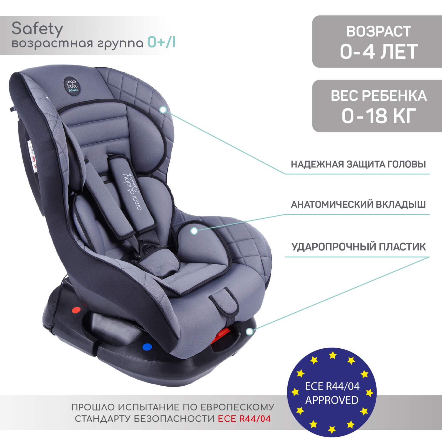 Отзывы о автокресло детское AMAROBABY Safety, 0+/I, 0-4 лет,0-18 кг -  отзывы покупателей на Мегамаркет | автокресла AB212004SSCh/11 - 600005163675