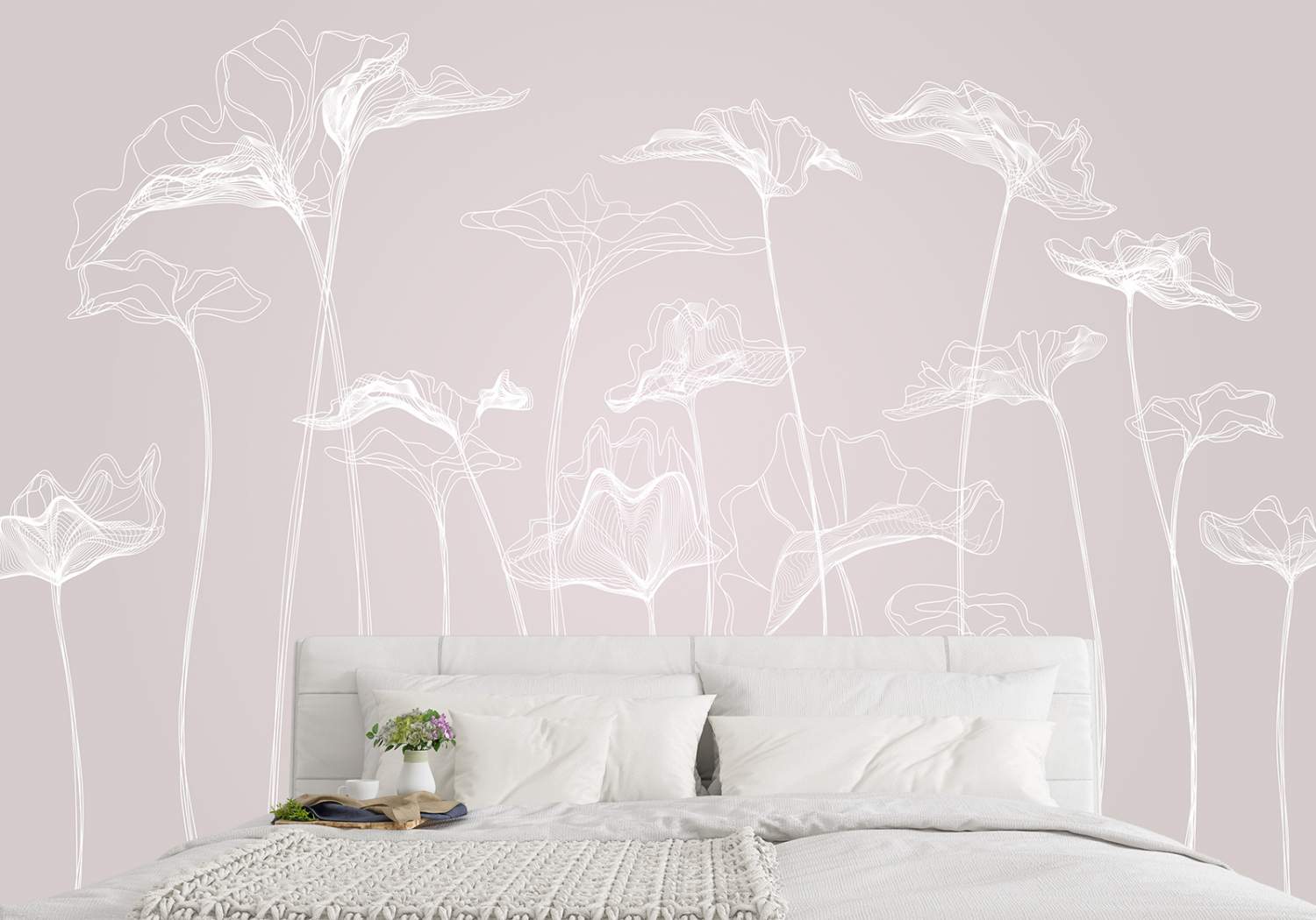 Фотообои Photostena Белые цветы на бежевом фоне 3 x 2 м купить в ...