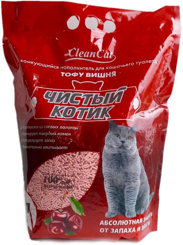 Купить комкующийся наполнитель для кошек Чистый Котик соевый, вишня, 2.7  кг, 6 л, цены на Мегамаркет | Артикул: 600005019801