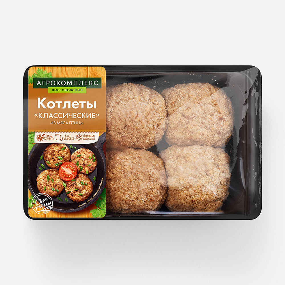 Купить котлеты Агрокомплекс Классические, из мяса птицы, 540 г, цены на  Мегамаркет | Артикул: 100061804357