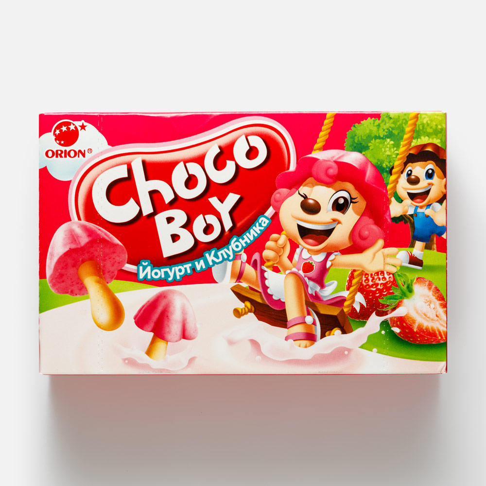 Купить печенье Orion Choco Boy Йогурт и Клубника, 10 шт по 40 г, цены на  Мегамаркет | Артикул: 600012504382